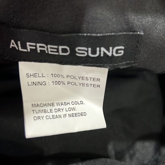 Alfred Sung One shoulder black satin twill gown size 0R NWT - Picture 8 of 11